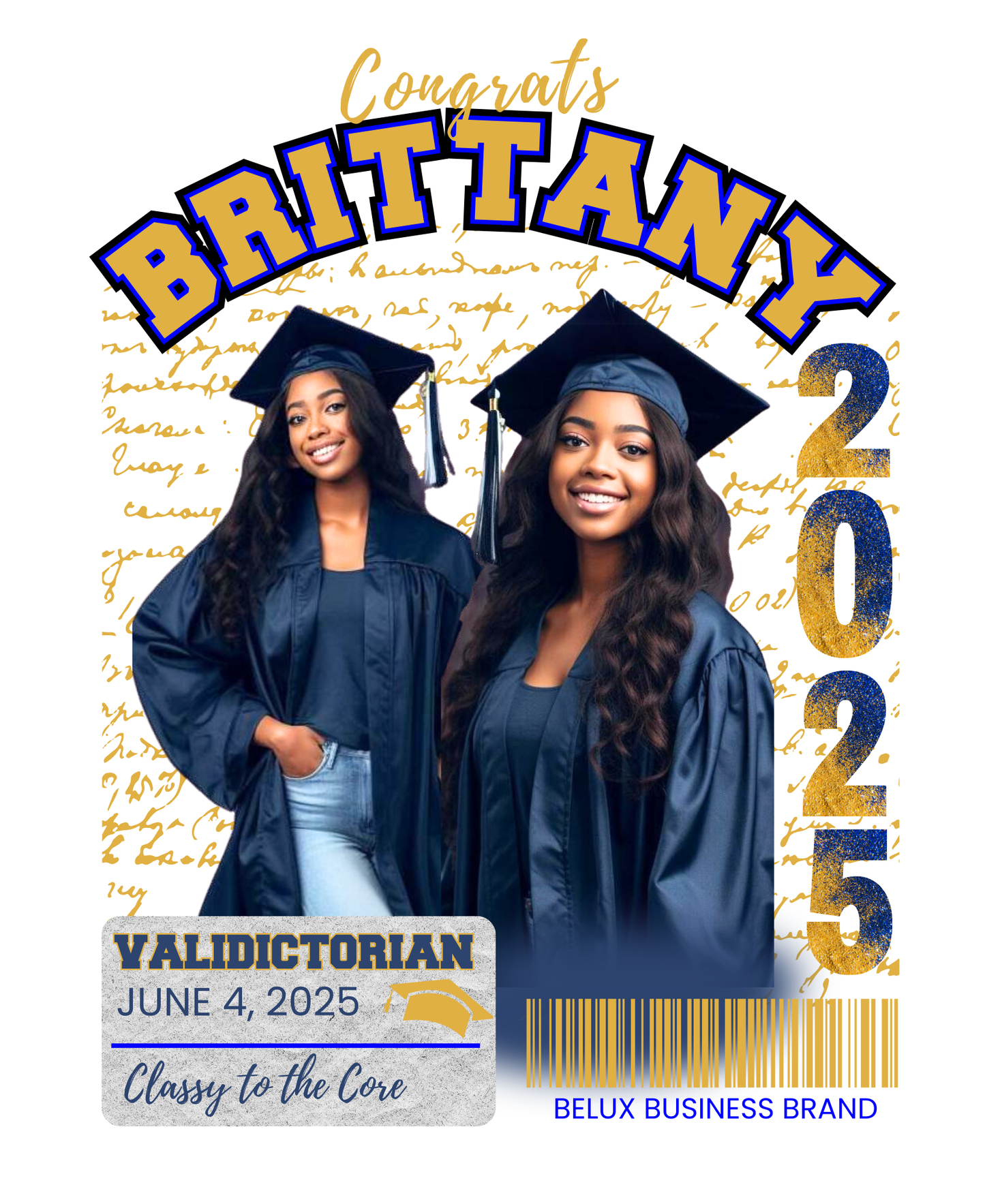 2025 Valedictorian Adult Unisex T-Shirt Personalized