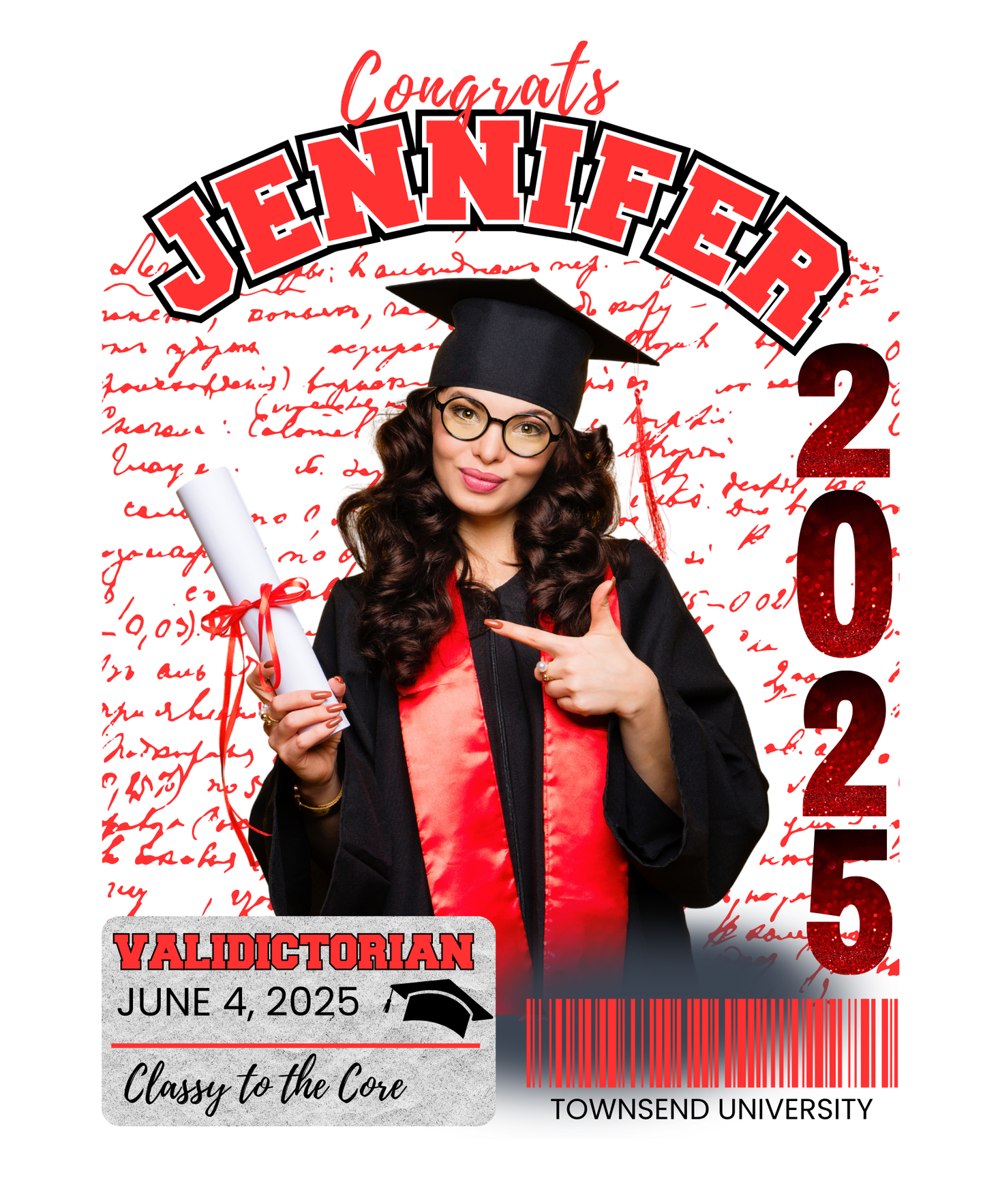 2025 Valedictorian Adult Unisex T-Shirt Personalized