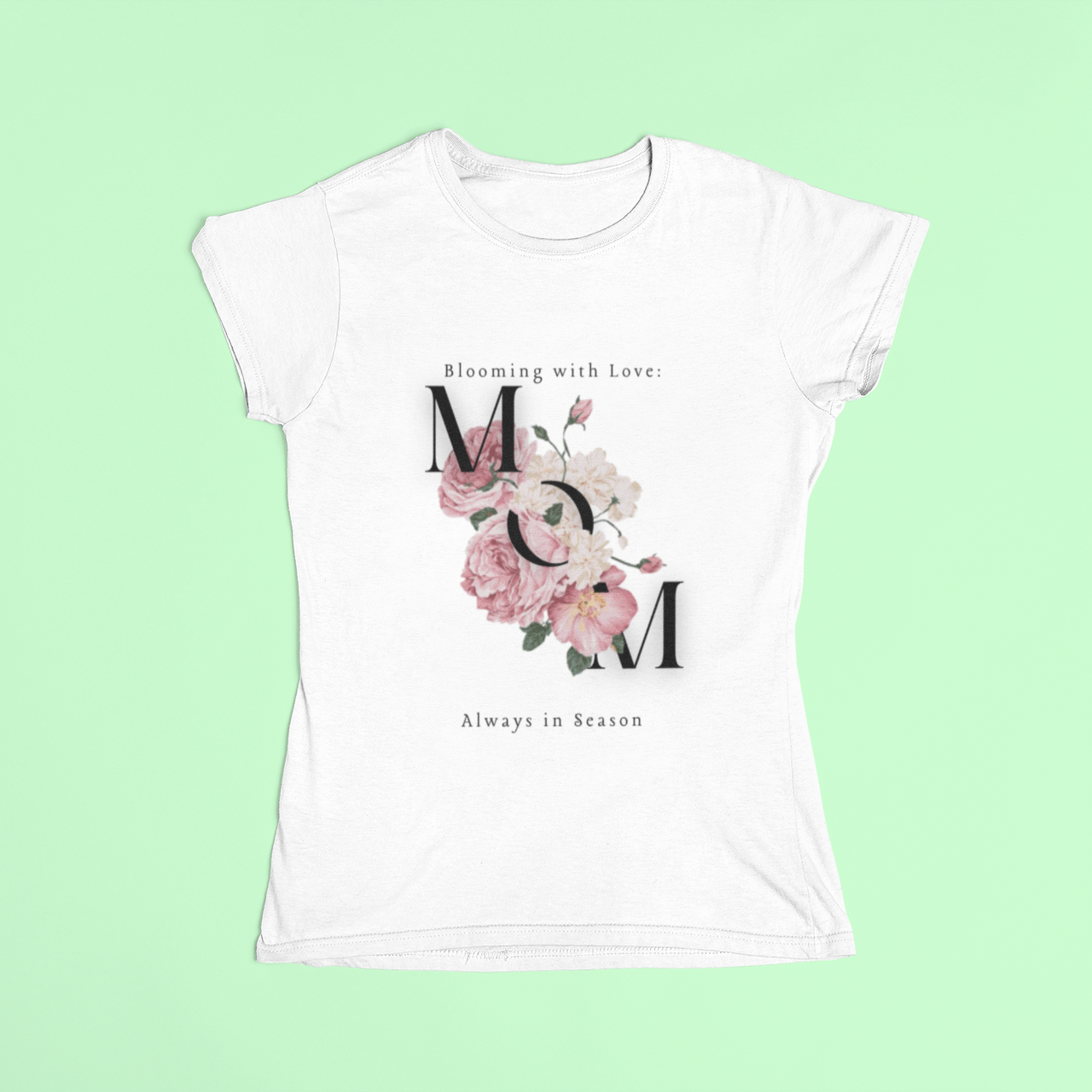 Black Modern Flower Mother's Day T-Shirt Drk